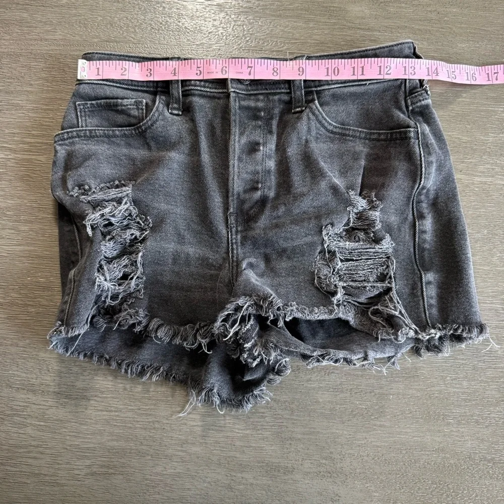 Hollister Black Denim Distressed Shorts 26